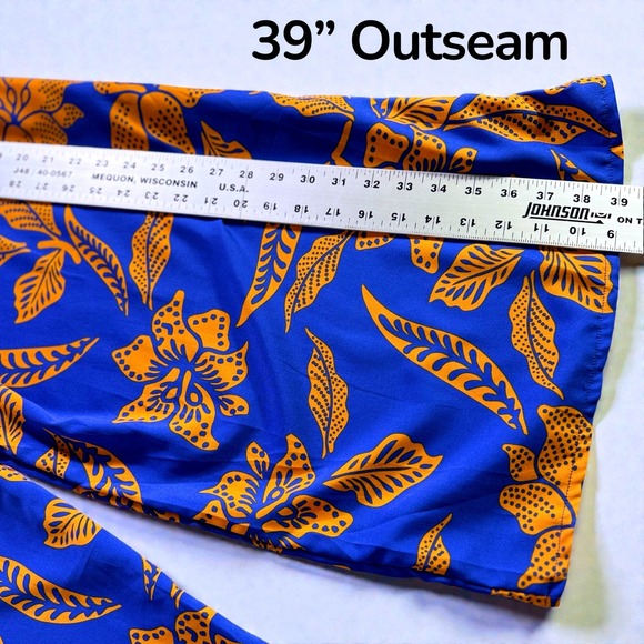 New Blue Orange Tropical Floral Smocked Crop Top Wide Leg Pants Set FY-3276 L/XL - Picture 14 of 14